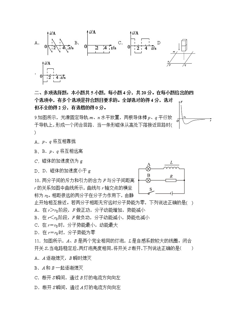 2020-2021学年海南省北京师范大学万宁附中高二下学期期中考试物理试题 word版03