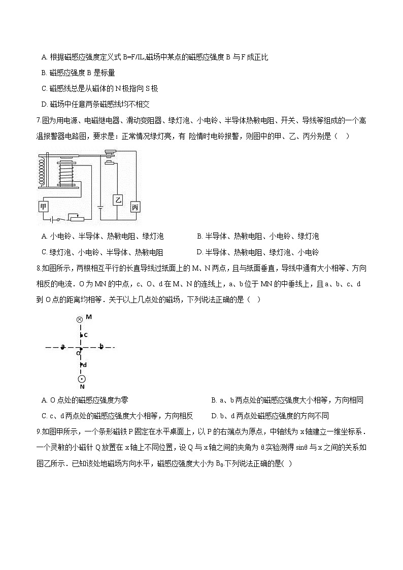 人教版（新课程标准）高中物理选修1-1第二章磁场一、指南针与远洋脑航海课后训练02