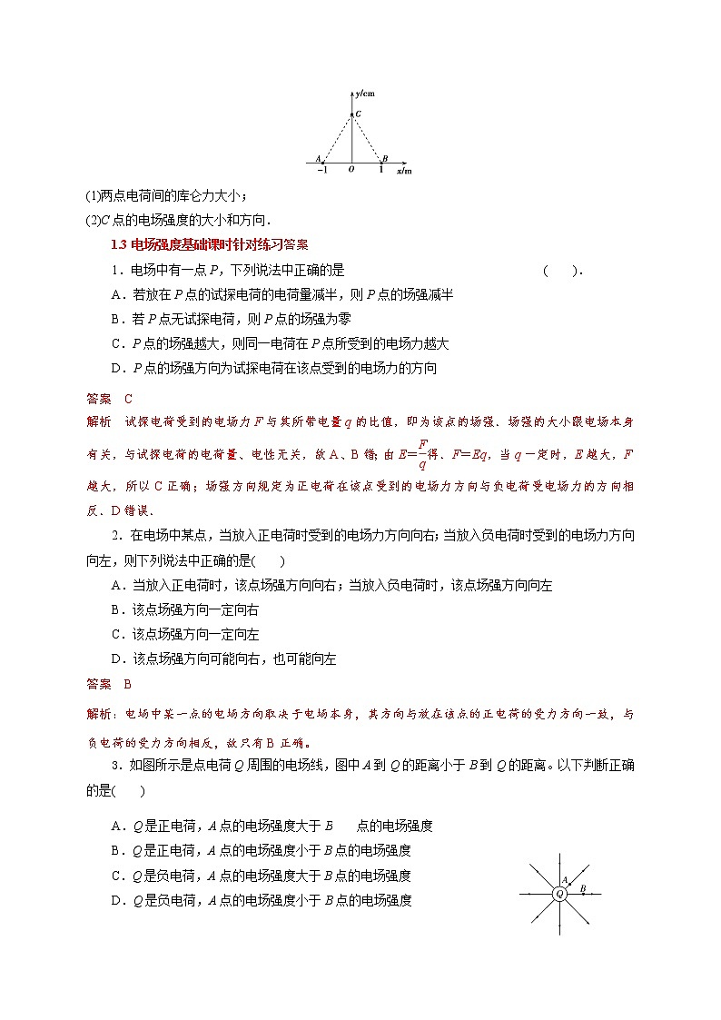 1.3电场强度-基础课时针对练习—人教版高中物理选修3-1第3页