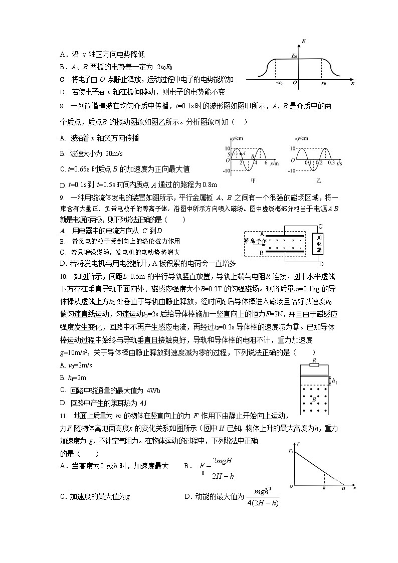 2021届湖北省高三下学期5月第二次模拟考试物理试卷03