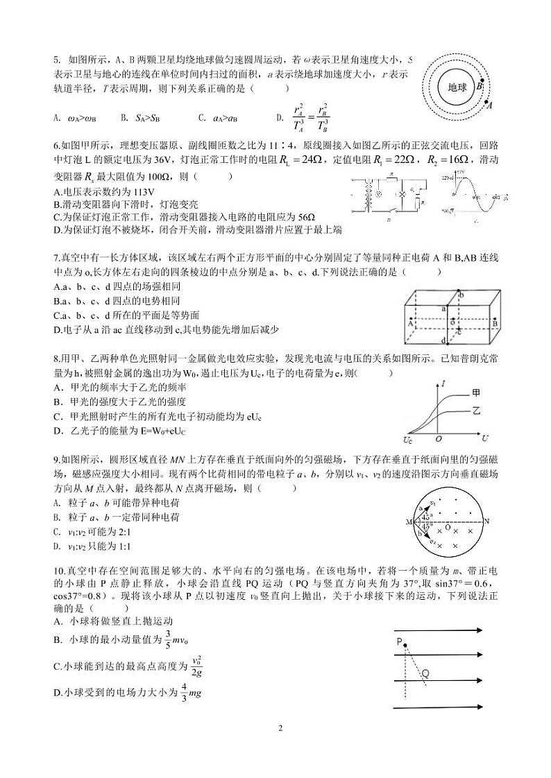 2021届广东省实验中学高三下学期考前热身训练物理试题 PDF版02