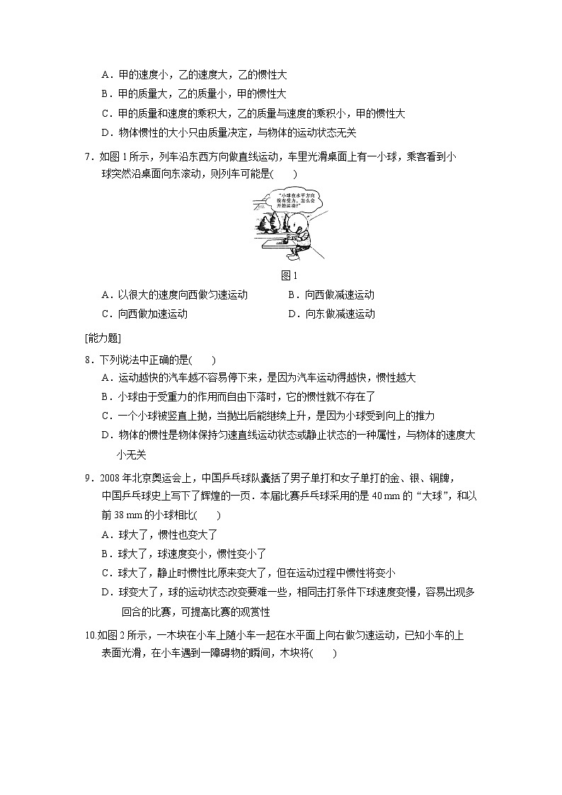 高中物理必修1第4章 同步训练1(含答案)人教版02