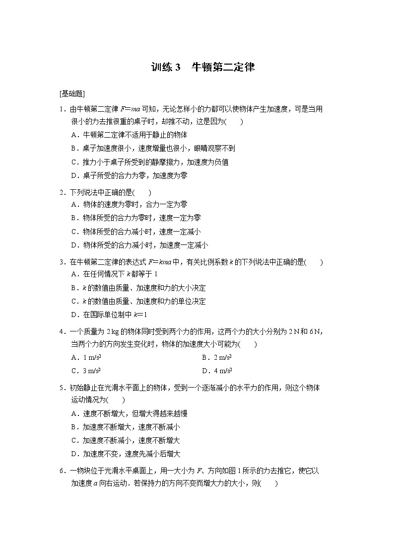 高中物理必修1第4章 同步训练3 (含答案)人教版01