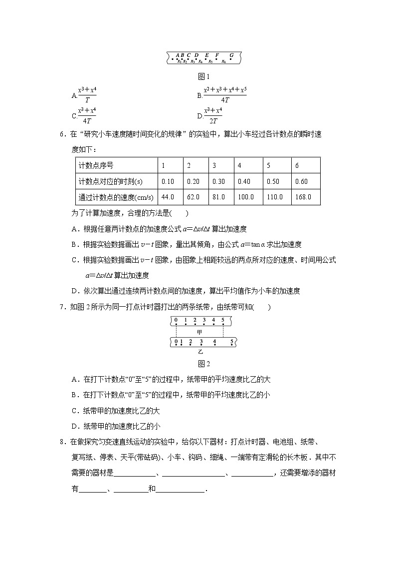 高中物理必修1第2章 同步训练1 (含答案)人教版02
