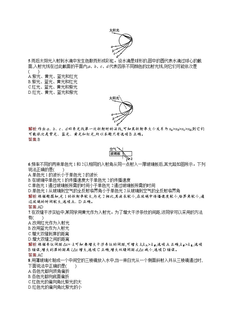 高中物理人教版选修3-4检测：第十三章过关检测 word版含解析02