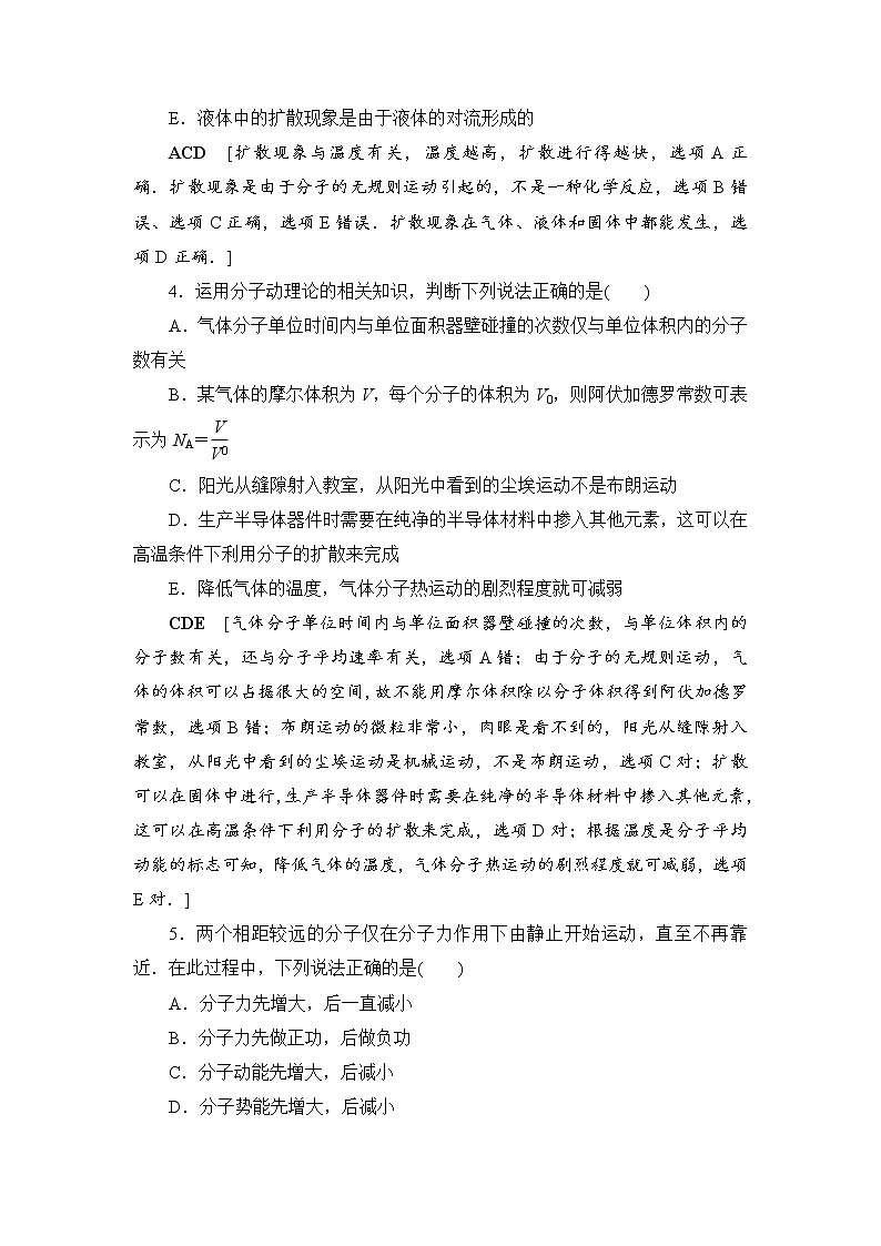 高考物理一轮复习 第13章 第1节 课时提能练35　分子动理论　内能02