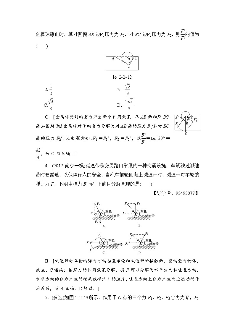 高考物理一轮复习 第2章 第2节 课时提能练5　力的合成与分解02