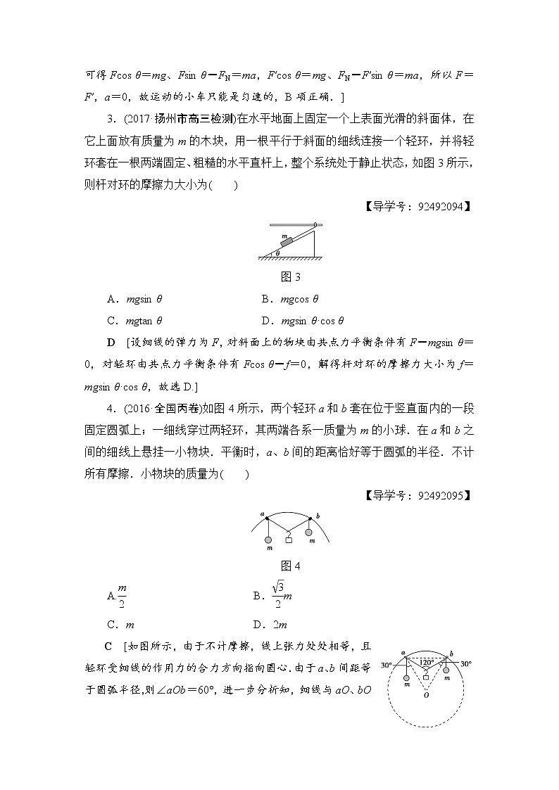 高考物理一轮复习 重点强化练1　受力分析　物体的平衡02