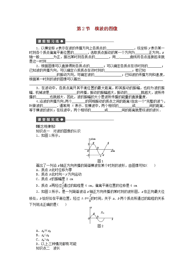 高中物理 2.2横波的图像同步练习（含解析）新人教版选修3-401
