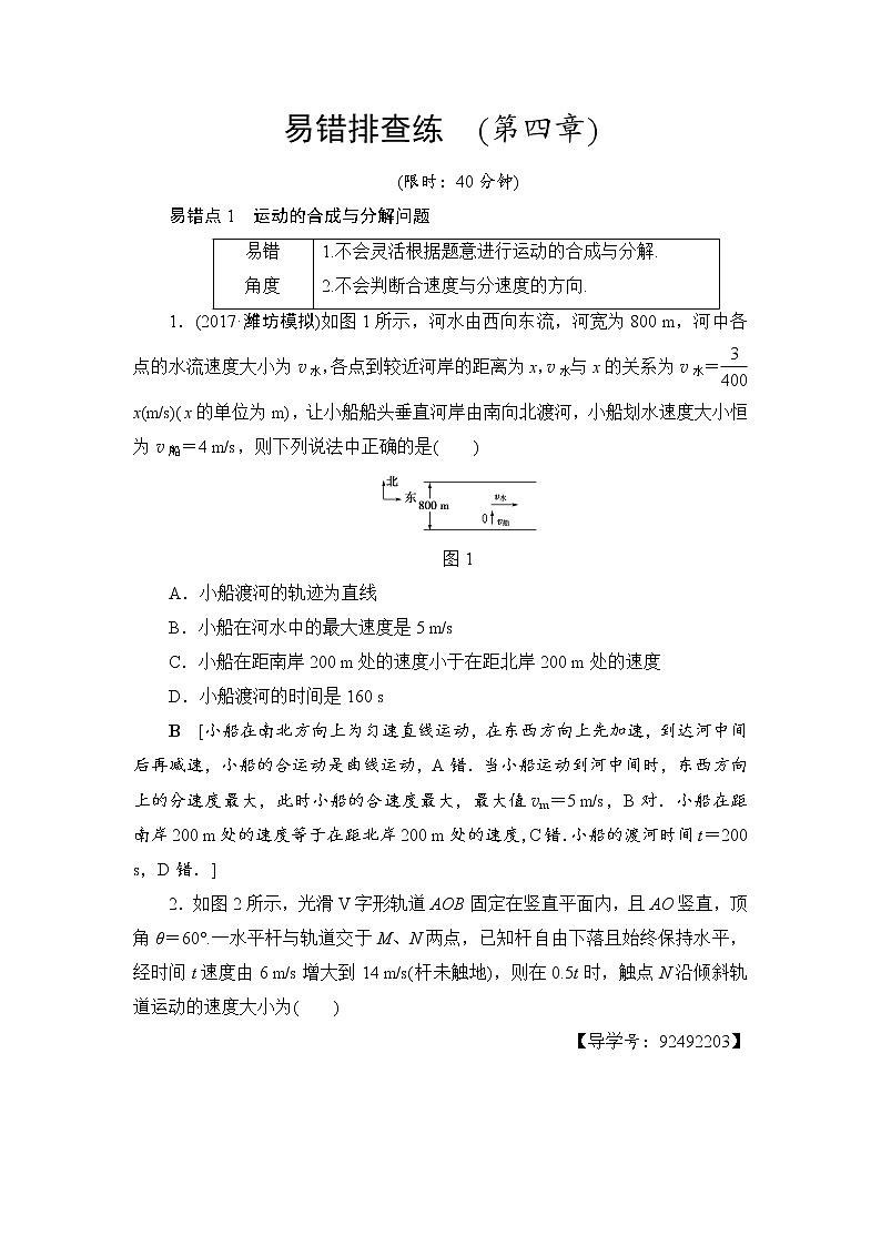 高考物理一轮复习 易错排查练　(第4章)第1页