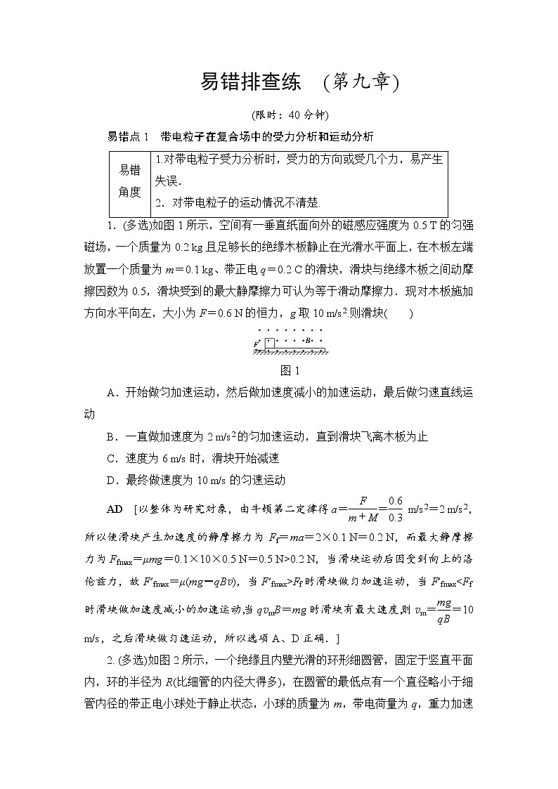 高考物理一轮复习 易错排查练　(第9章)第1页