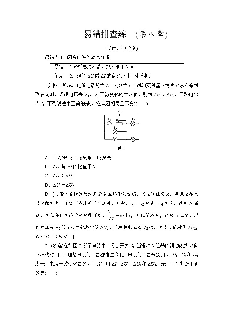 高考物理一轮复习 易错排查练　(第8章)第1页