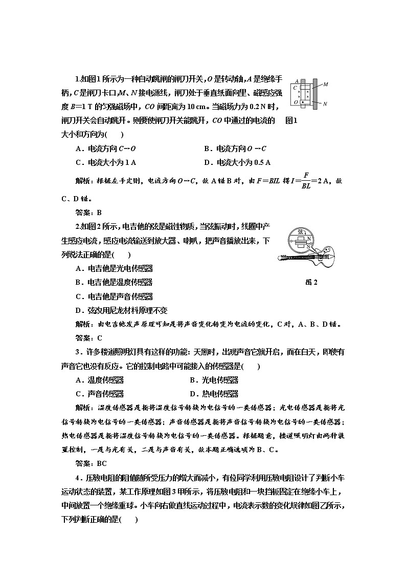 人教版物理选修3-2基础夯实训练-6.2《传感器的应用》01