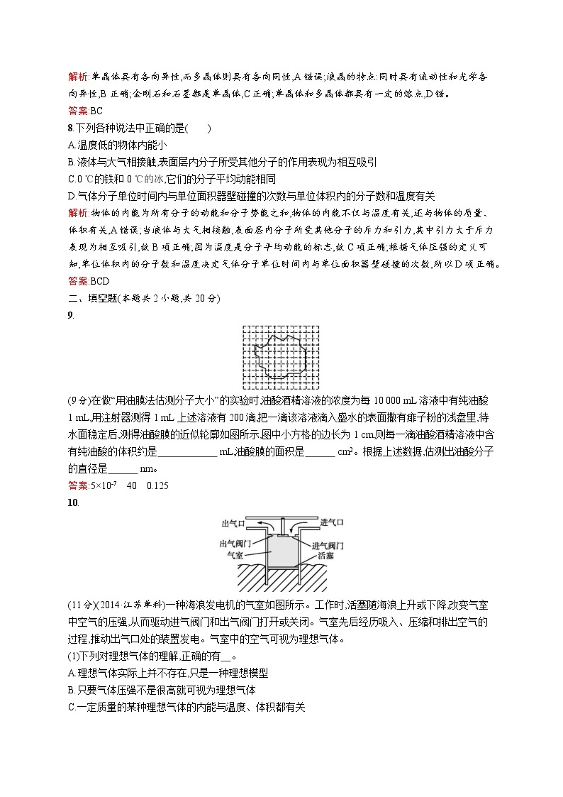 高中物理人教版选修3-3模块综合测试 word版含解析03