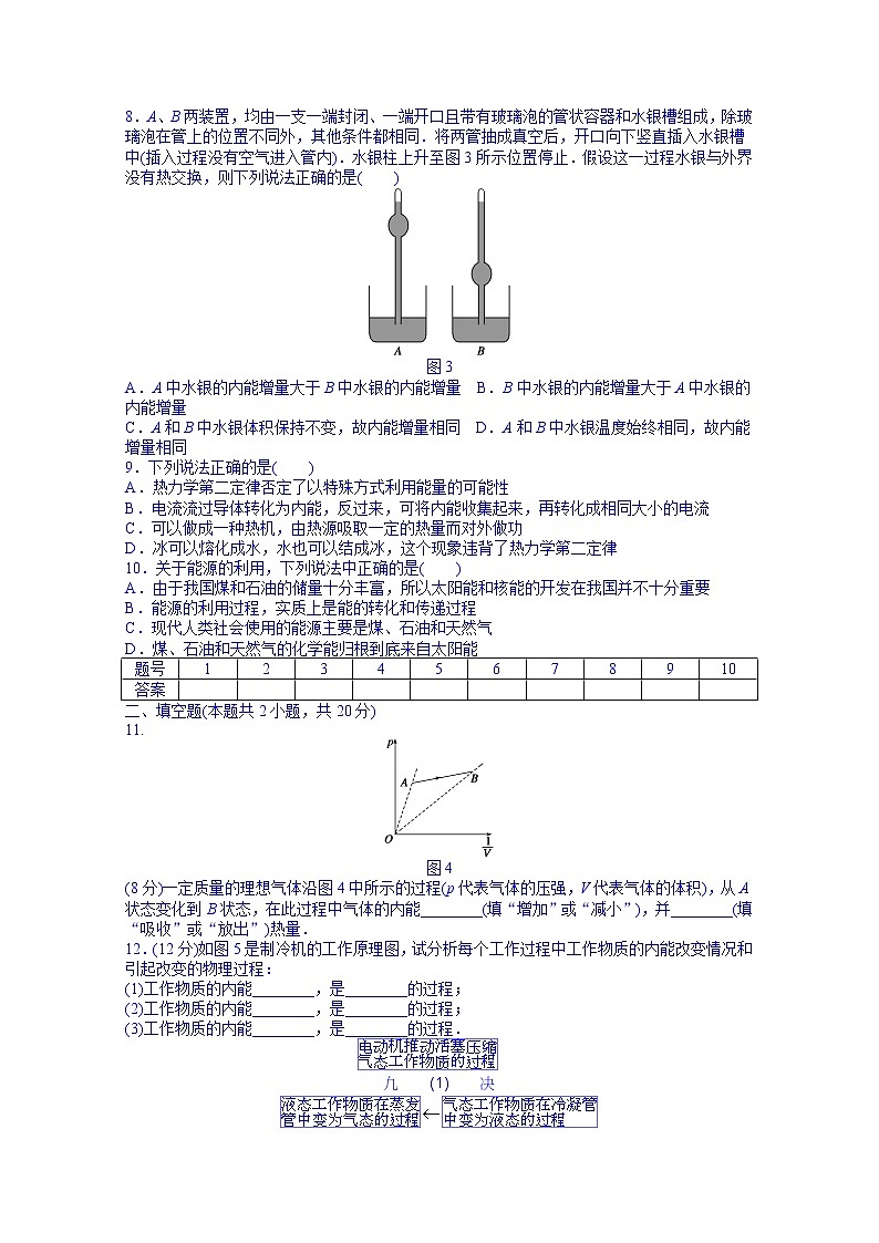 高中物理选修3-3课时作业：第十章  热力学定律  章末检测02