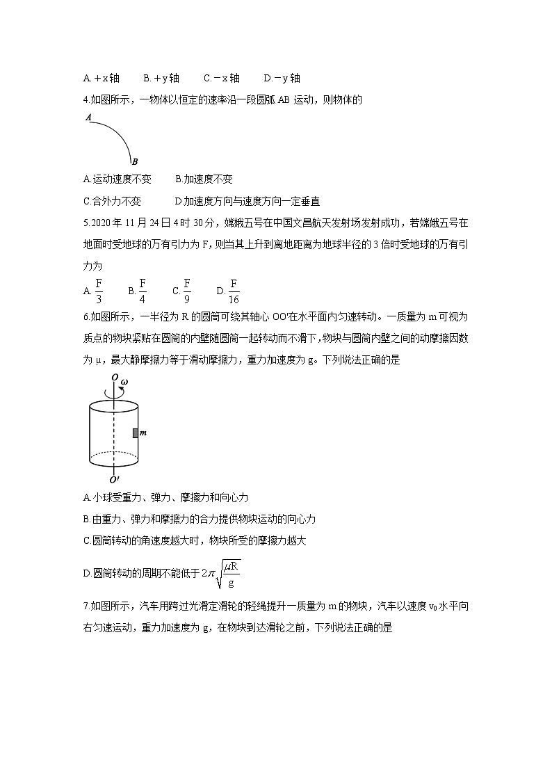 2020-2021学年四川省成都市蓉城名校联盟高一下学期期中联考 物理 试卷02