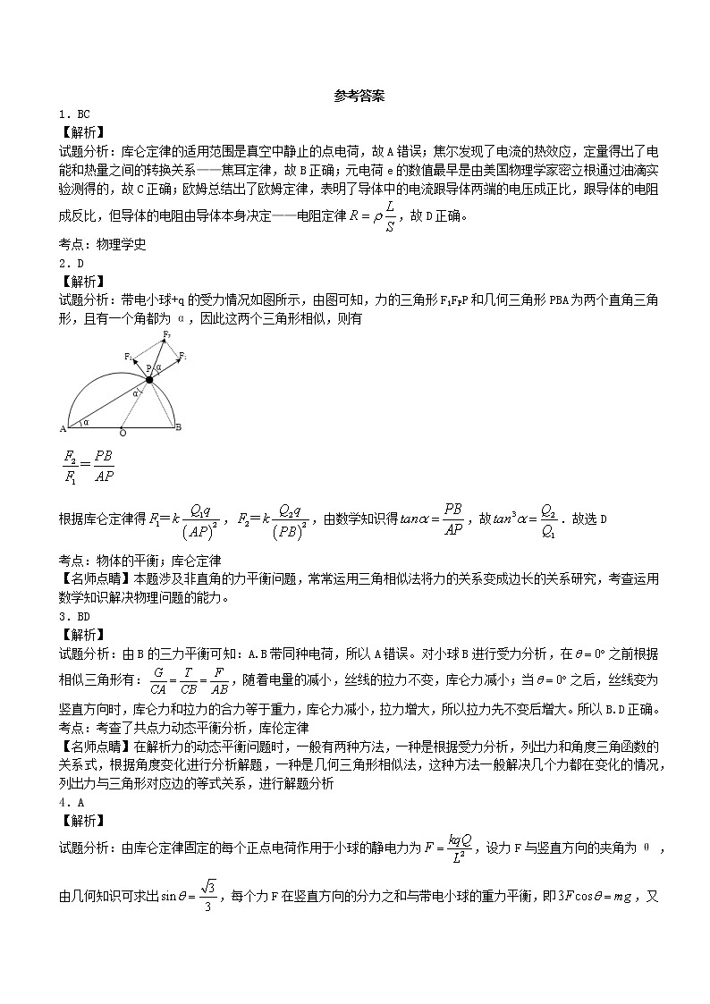 高考物理一轮复习试题   库伦定律03