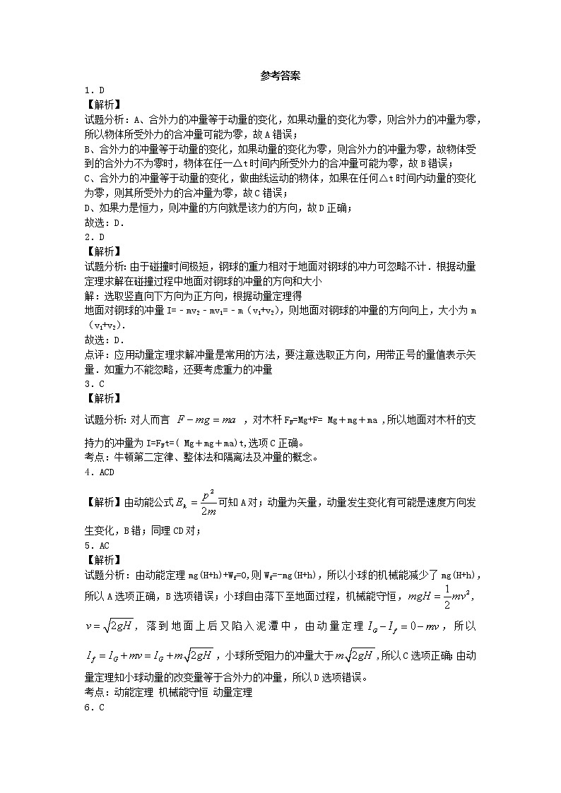 高考物理一轮复习试题   动量03