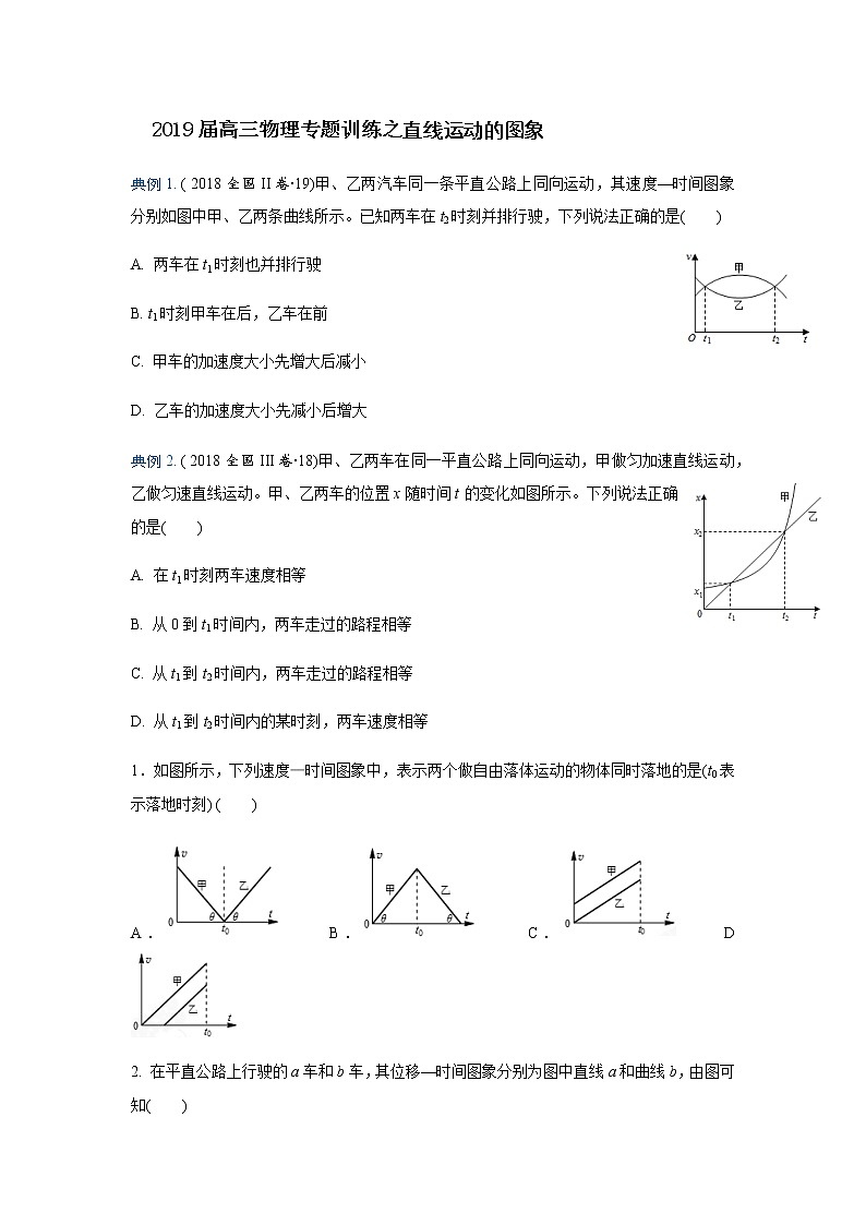 2019届高三物理专题训练之直线运动的图象第1页