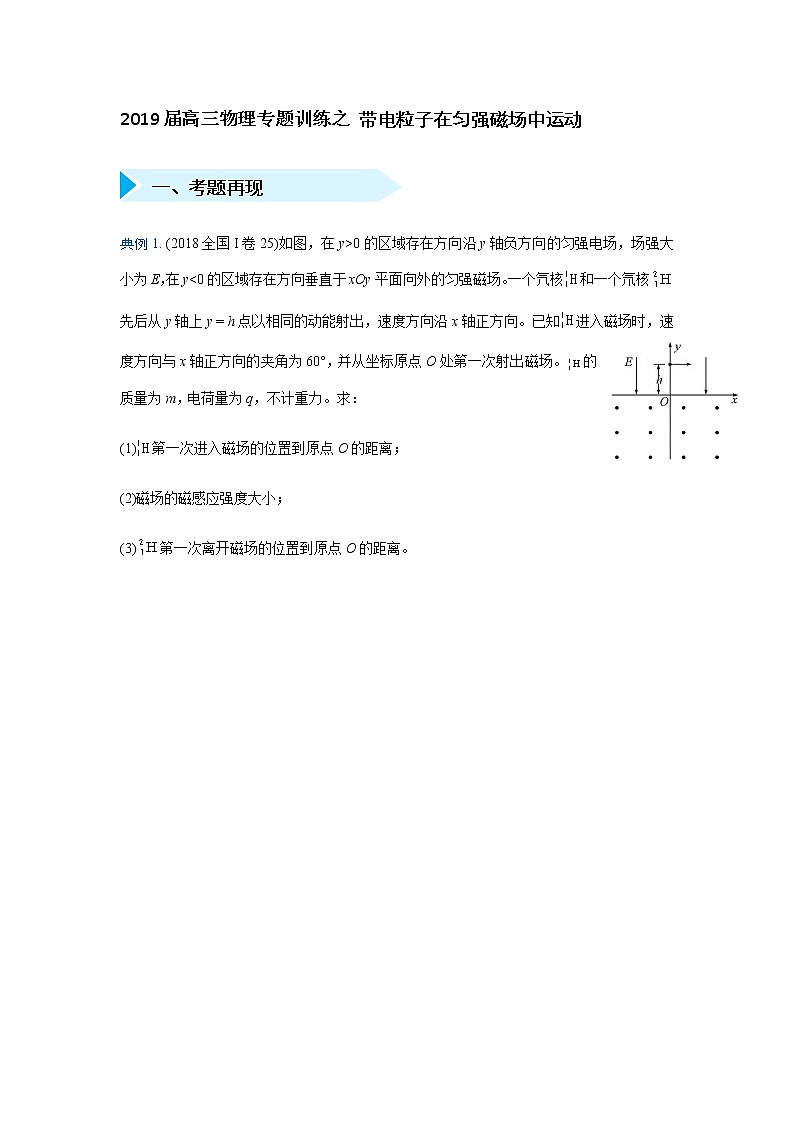 2019届高三物理专题训练之 带电粒子在匀强磁场中运动01