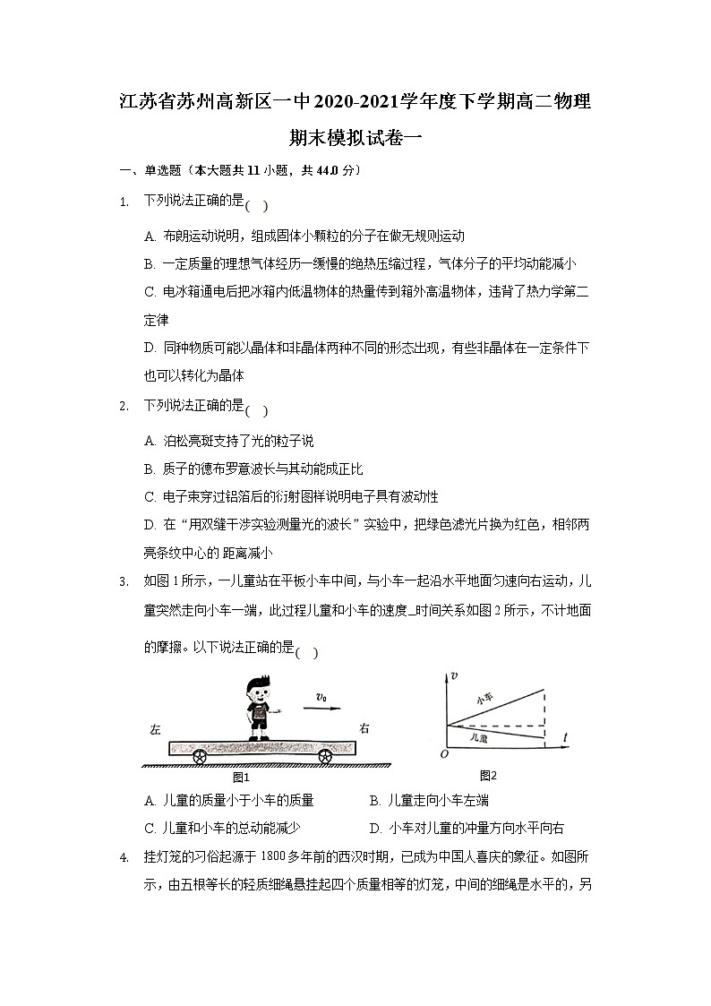 2020-2021学年江苏省苏州市苏州高新区第一中学高二下学期期末物理模拟试题（一） 解析版01