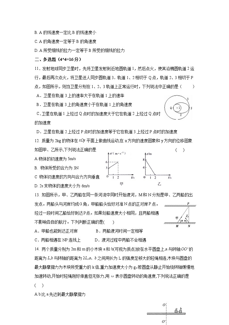 甘肃省民乐县第一中学2020-2021学年高一下学期期中考试物理试卷+Word版含答案03