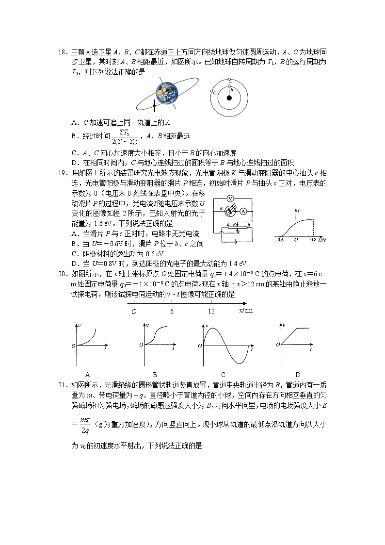 江西省南昌二中、河南省实验中学2021届高三下学期5月冲刺联考理科综合物理试题+Word版含答案02
