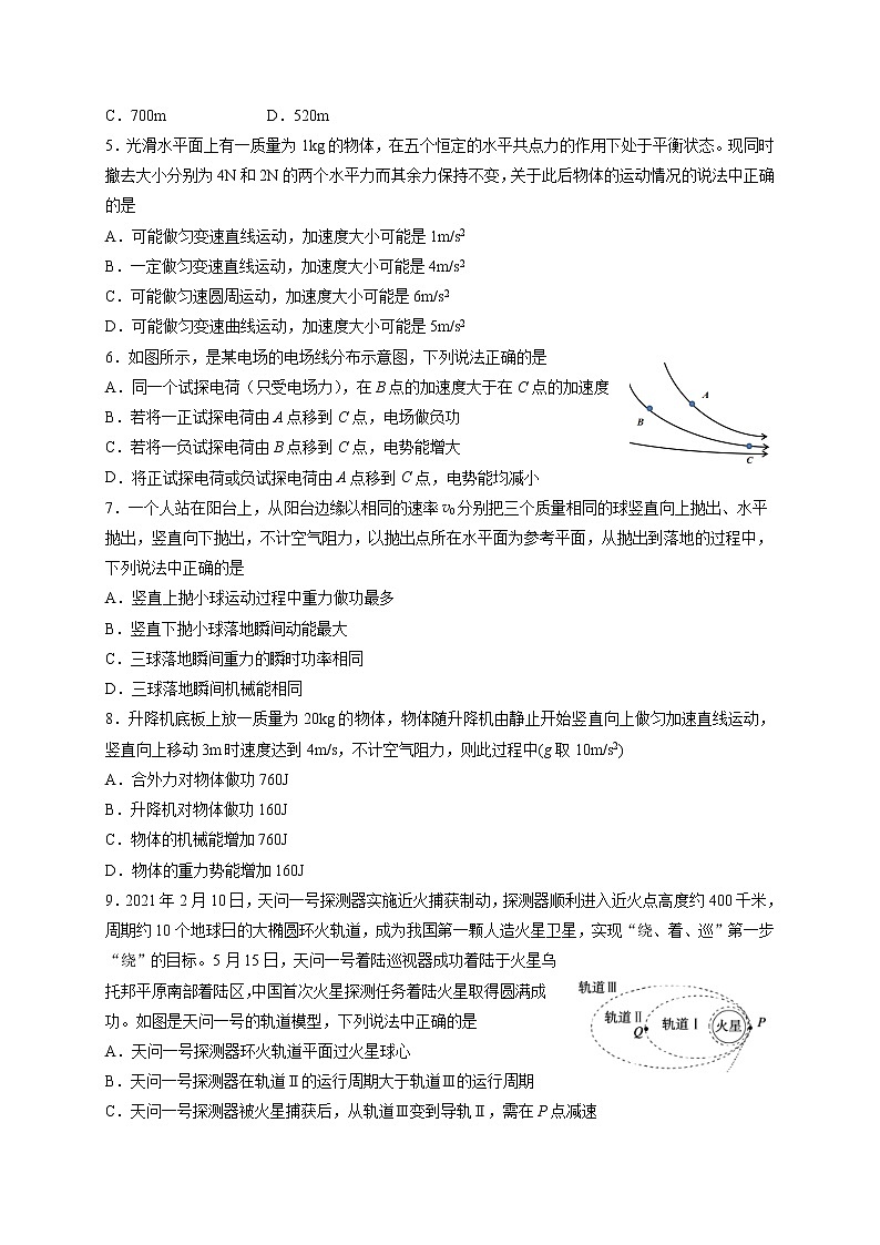 2020-2021学年山东省六校高一下学期6月“山东学情”联考物理试卷02