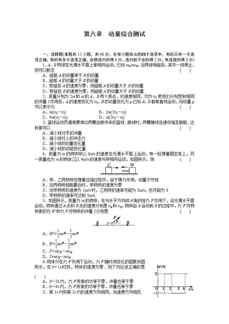 高中物理动量测试题(含答案)01