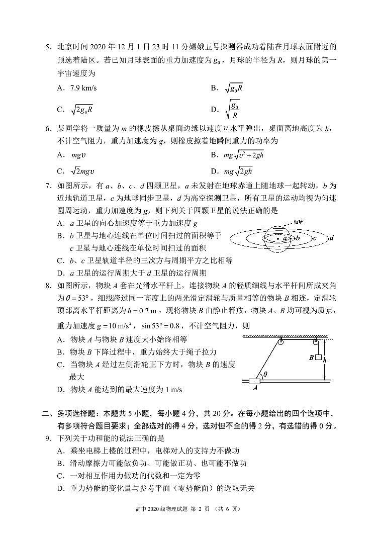 2020-2021学年四川省成都市蓉城名校联盟高一下学期期末联考物理试题 PDF版02
