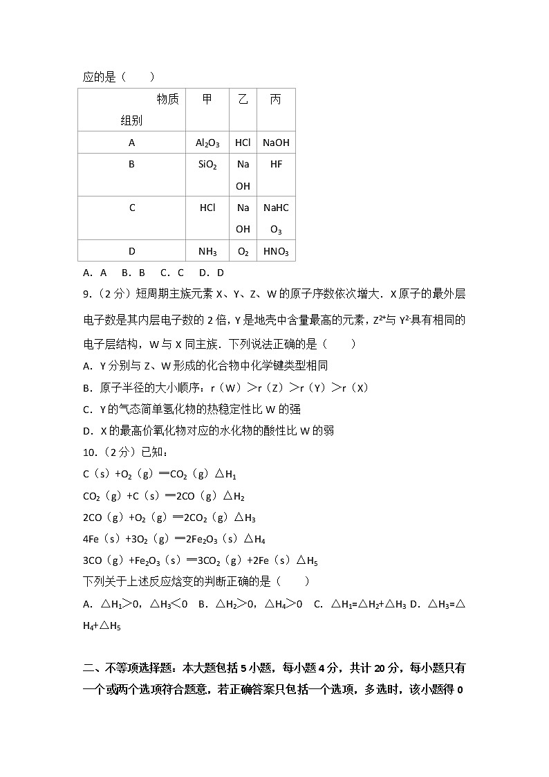 2014年江苏省高考化学试卷第3页