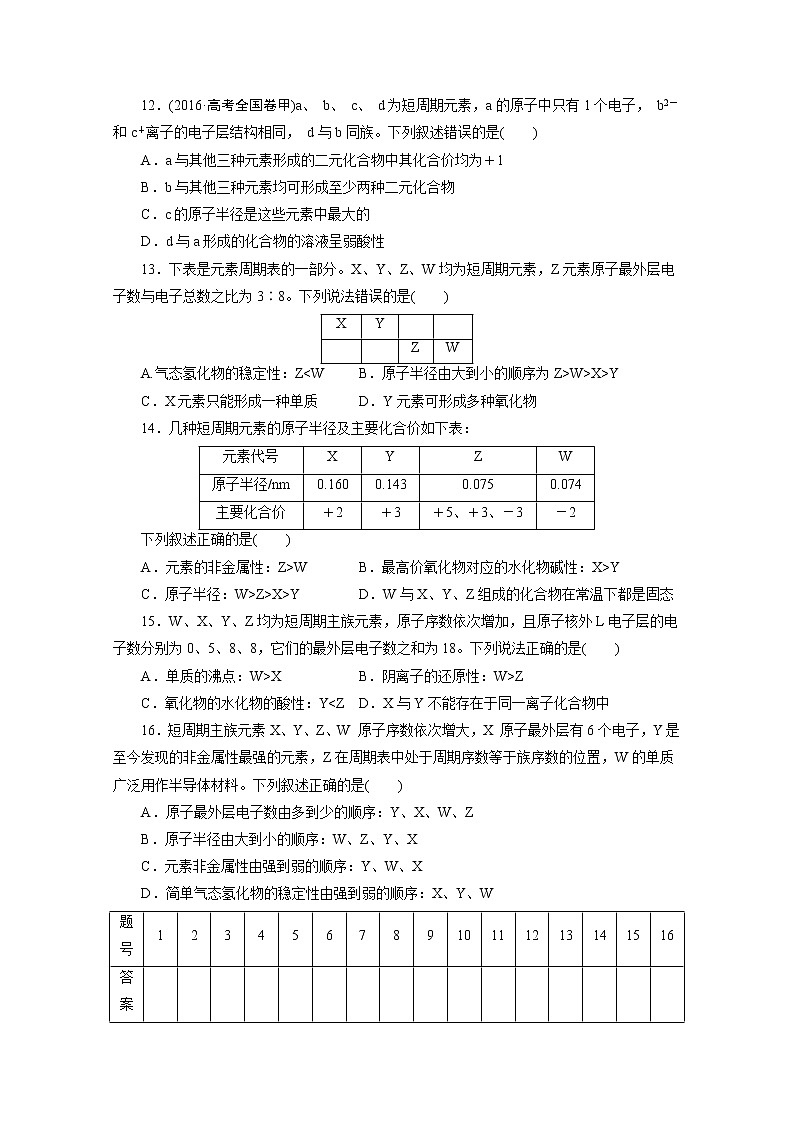高中同步测试卷·人教化学必修2：高中同步测试卷（二） word版含答案03