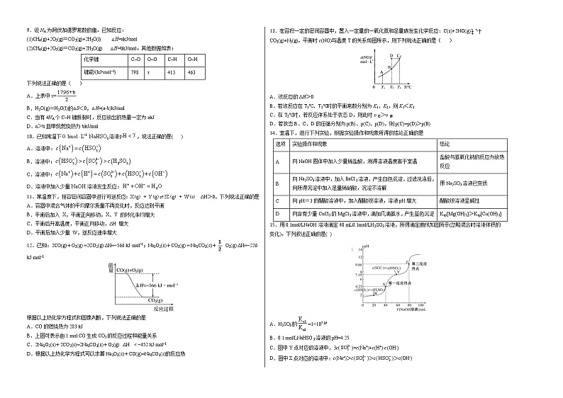 学易金卷：2020-2021学年高二化学上学期期末测试卷01（人教版选择性必修1）（考试版）第2页