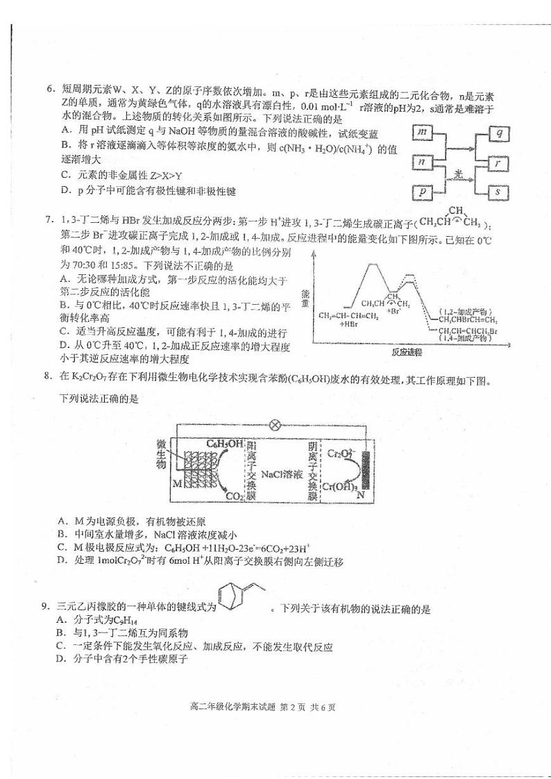 2020-2021学年湖北省华中师范大学第一附属中学高二上学期期末检测化学试题 PDF版第2页