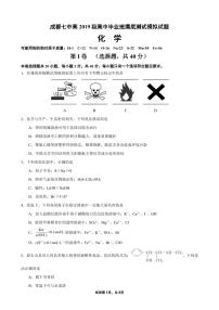 成都七中高2021学年高中毕业班摸底测试模拟试题  化学