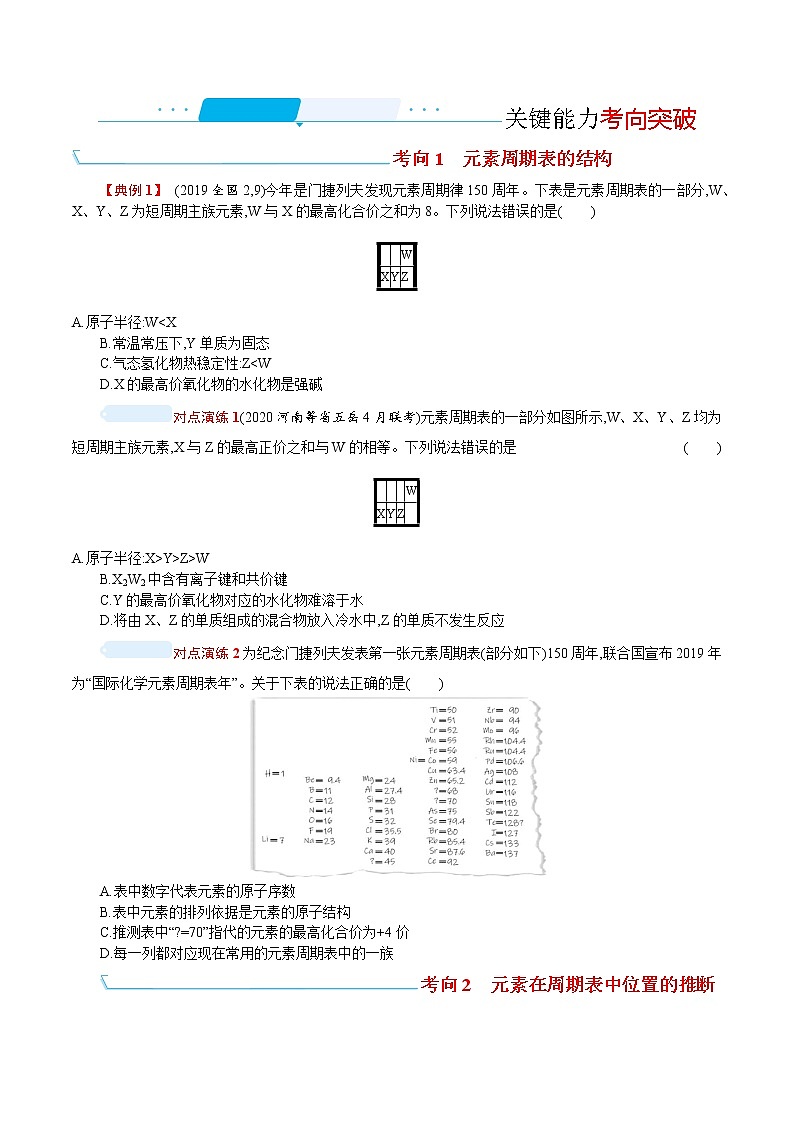 2022河北新高考化学(苏教版) ·一轮复习 优化设计·专题五  第2讲　元素周期表　元素周期律学案03