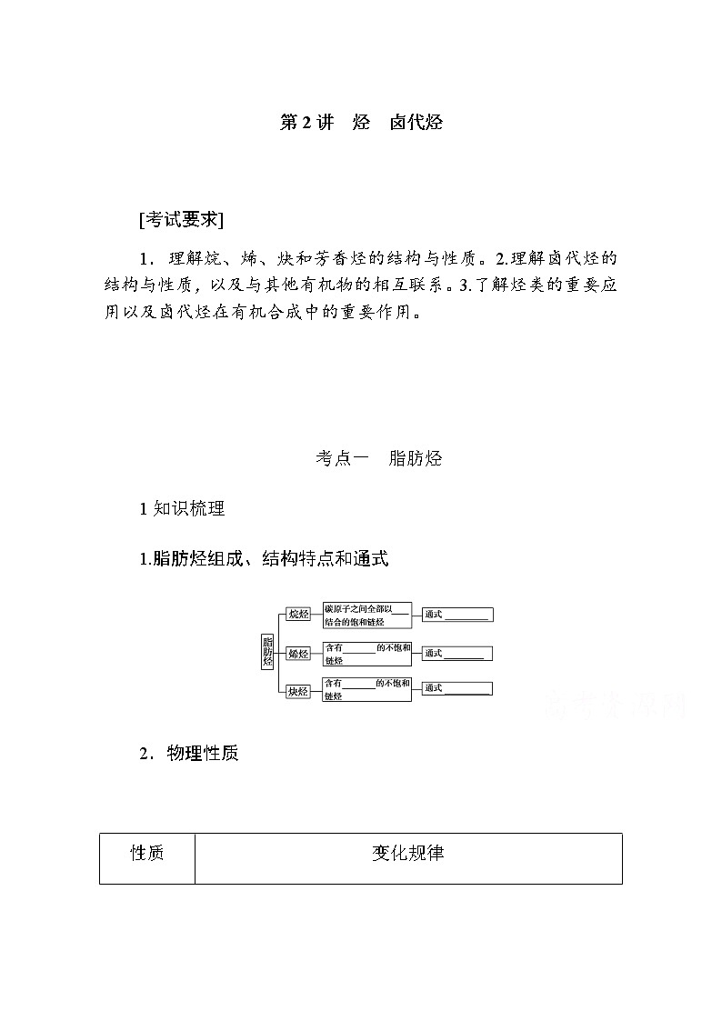新教材2022届新高考化学人教版一轮学案：12.2 烃　卤代烃01