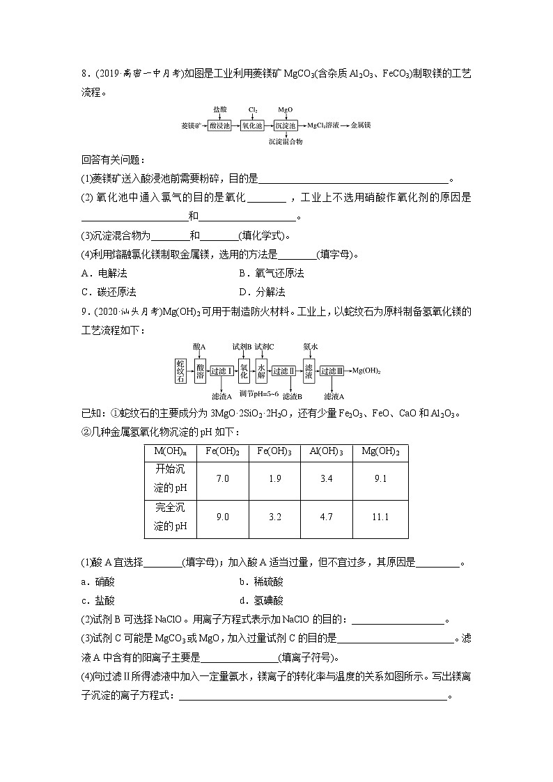 2022年高考化学一轮复习每日一练  第3章微题型25镁及其化合物、海水提镁及工艺流程第3页