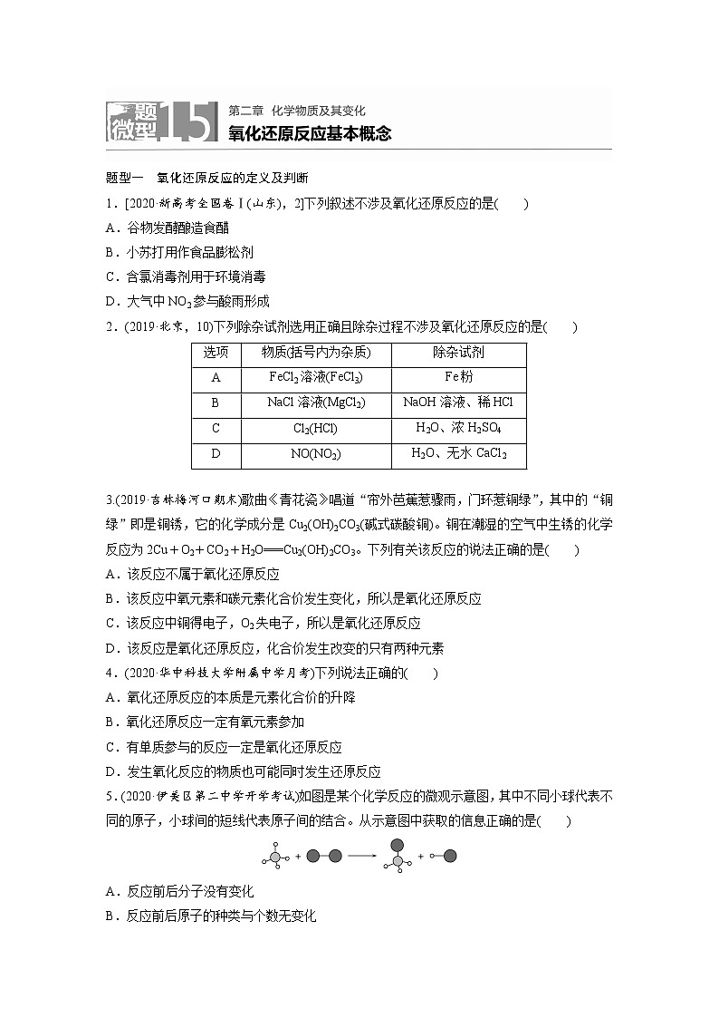 2022年高考化学一轮复习每日一练  第2章微题型15氧化还原反应基本概念第1页