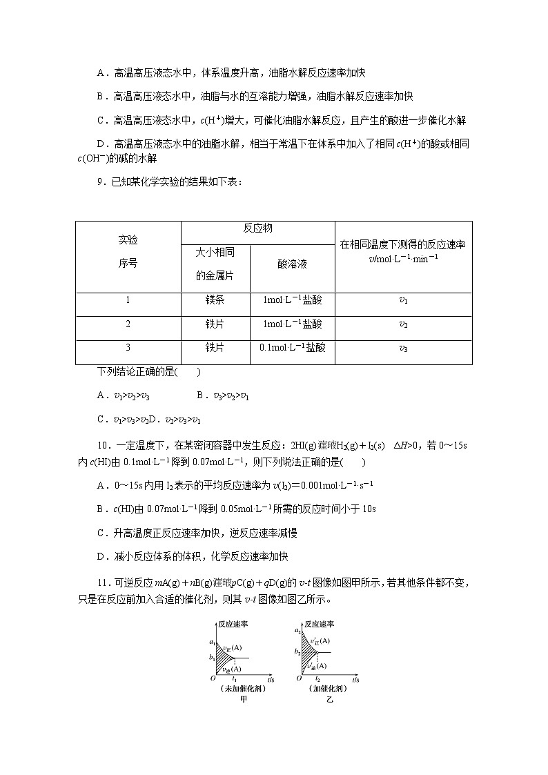 新教材2022届新高考化学人教版一轮课时作业：20　化学反应速率 练习03