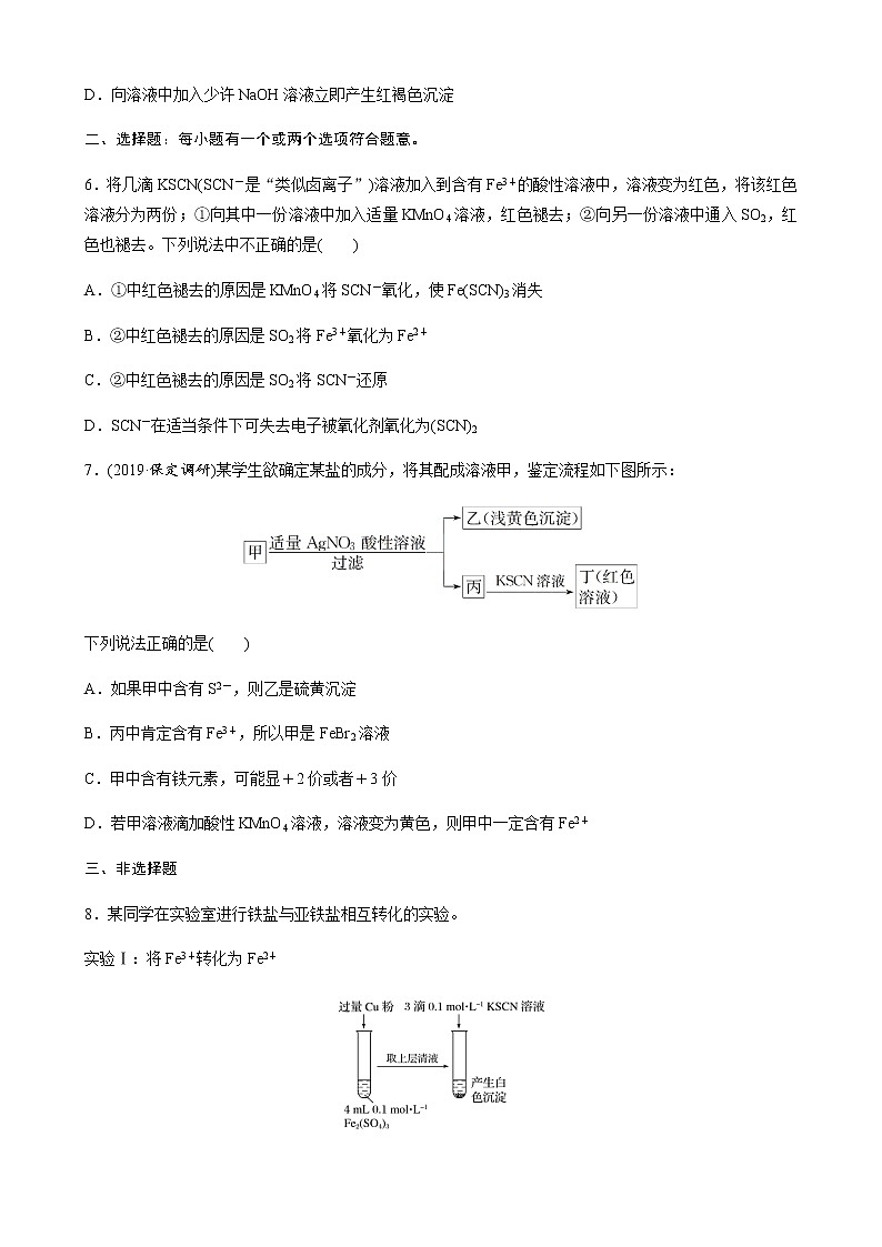 2022届高三化学每天练习20分钟——Fe3+ 、Fe2+的性质及检验第2页