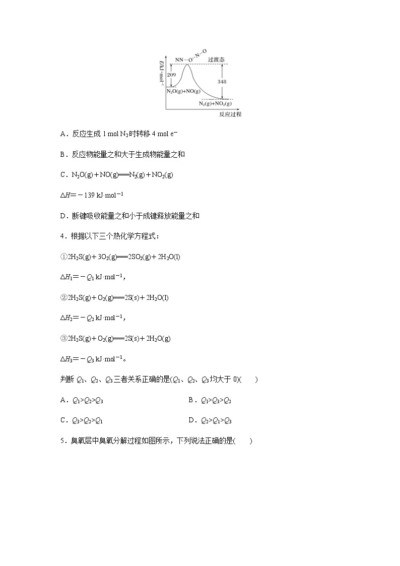 2022届高三化学每天练习20分钟——化学反应热的基本概念和大小比较02