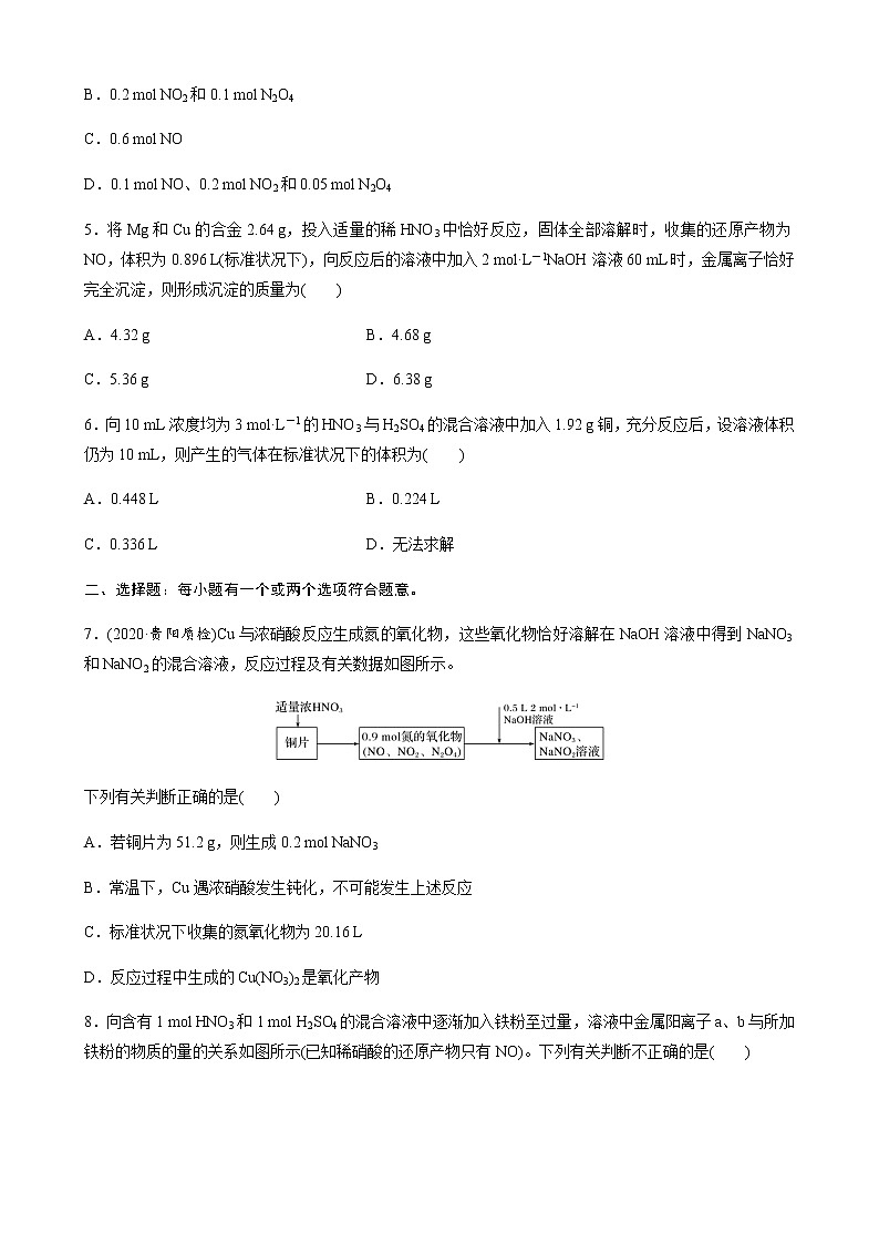 2022届高三化学每天练习20分钟——金属和硝酸的反应规律与计算第2页