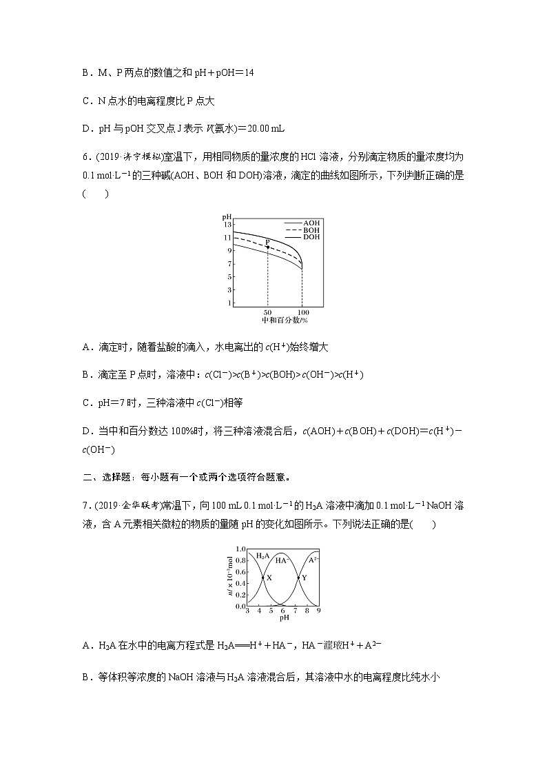 2022届高三化学每天练习20分钟——水酸碱中和滴定与图像拓展第3页
