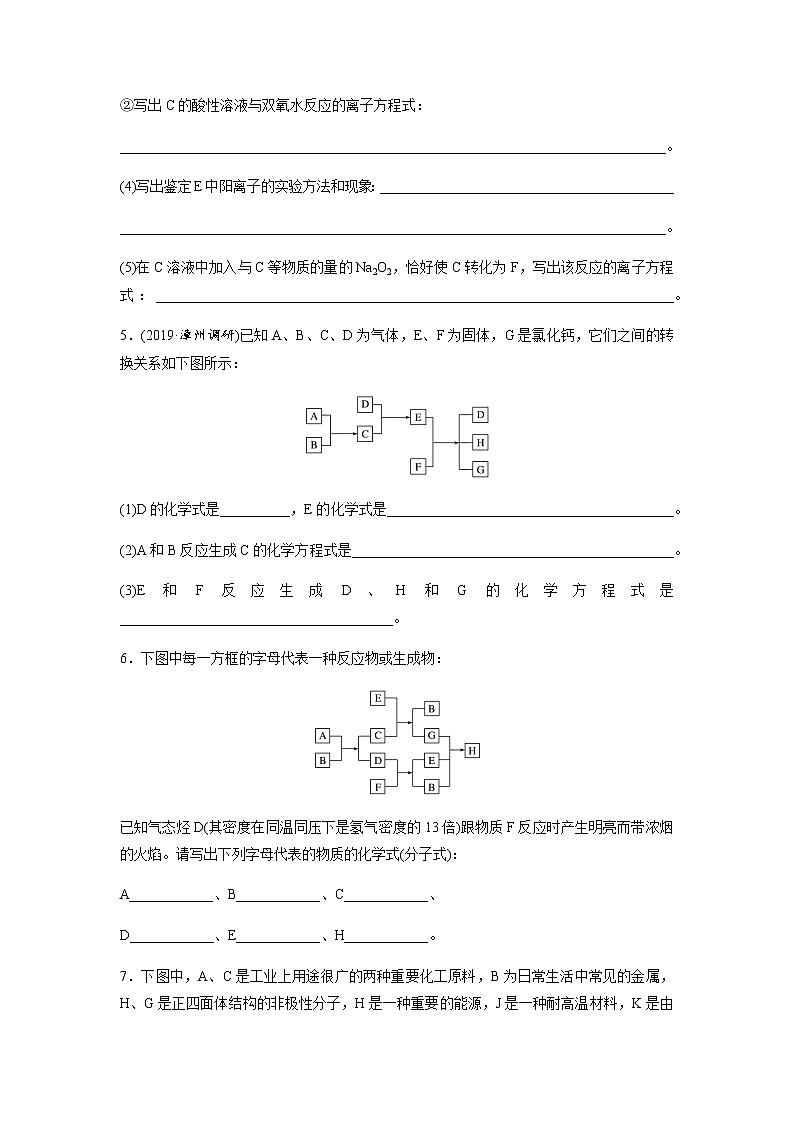 2022届高三化学每天练习20分钟——无机框图推断题常见突破口03