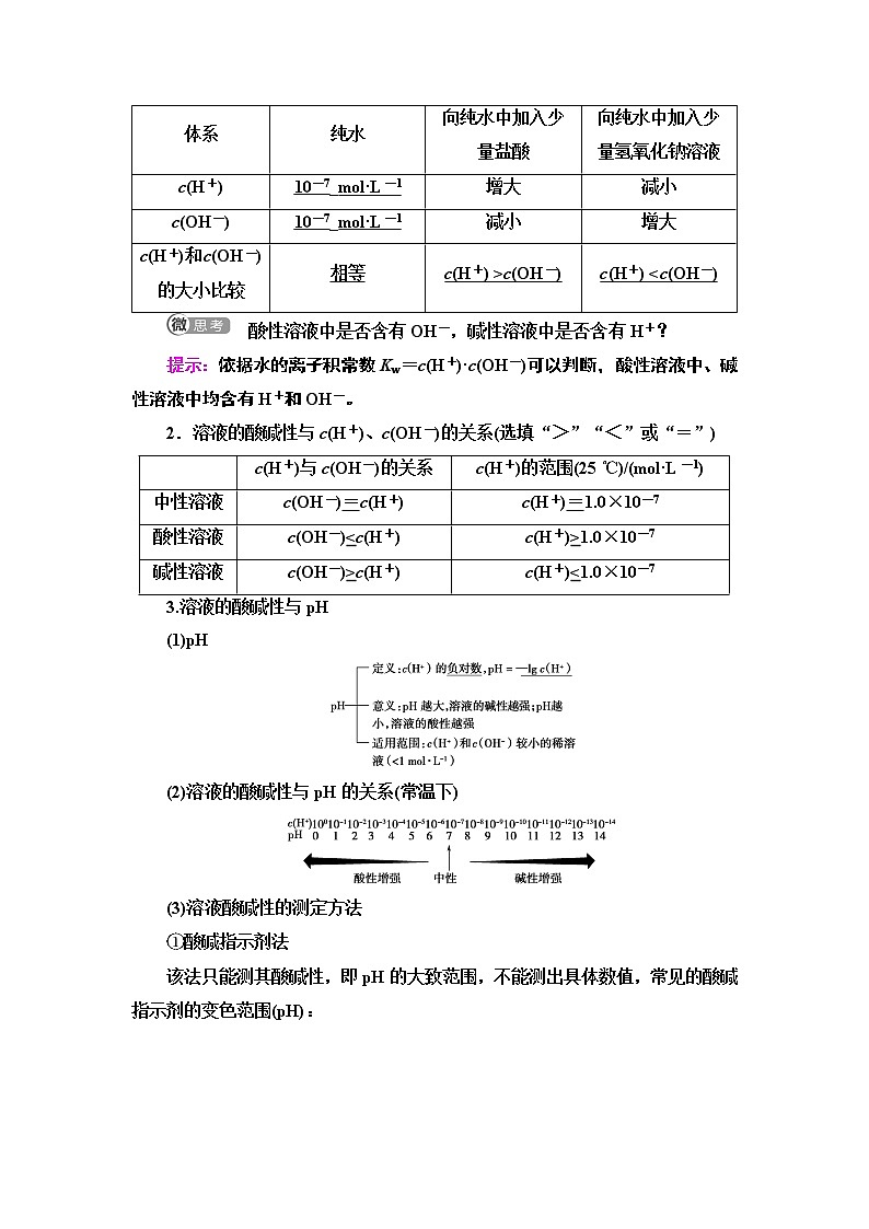 第3章 第2节　第1课时　水的电离　溶液的酸碱性与pH 讲义 【新教材】人教版（2019）高中化学选择性必修1学案02