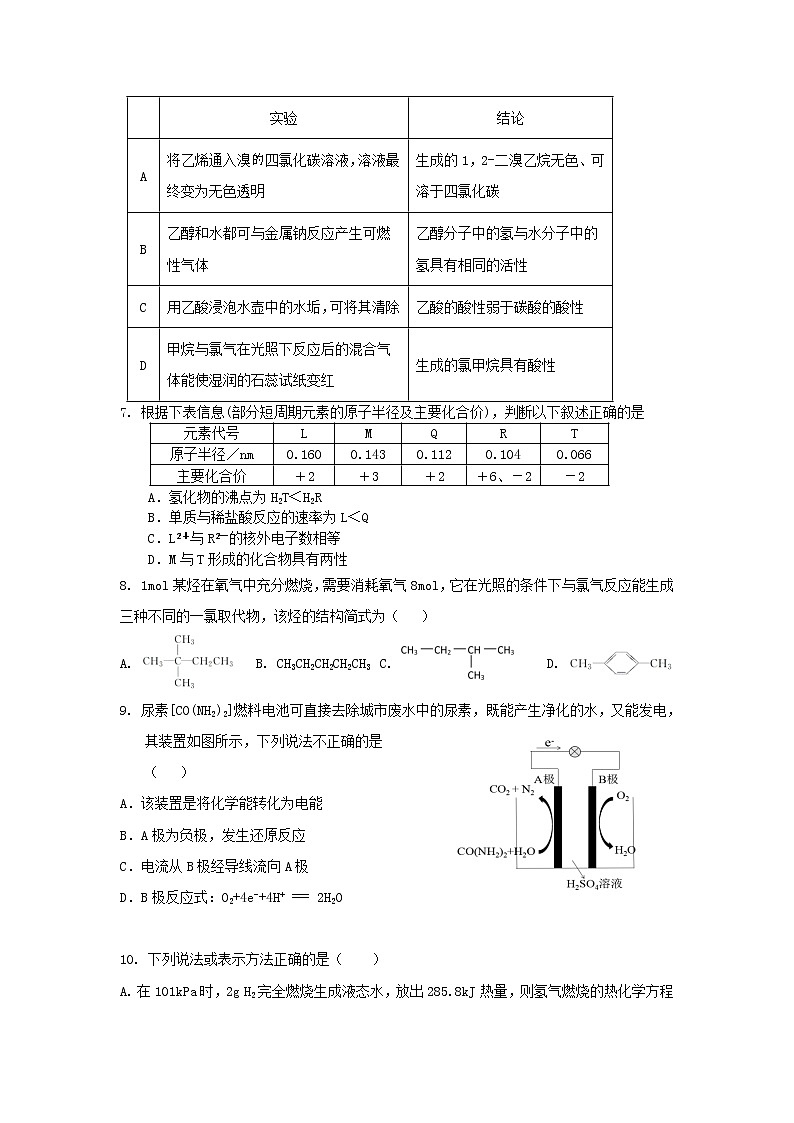安徽省淮北市树人高级中学2020_2021学年高一化学下学期期末考试试题02