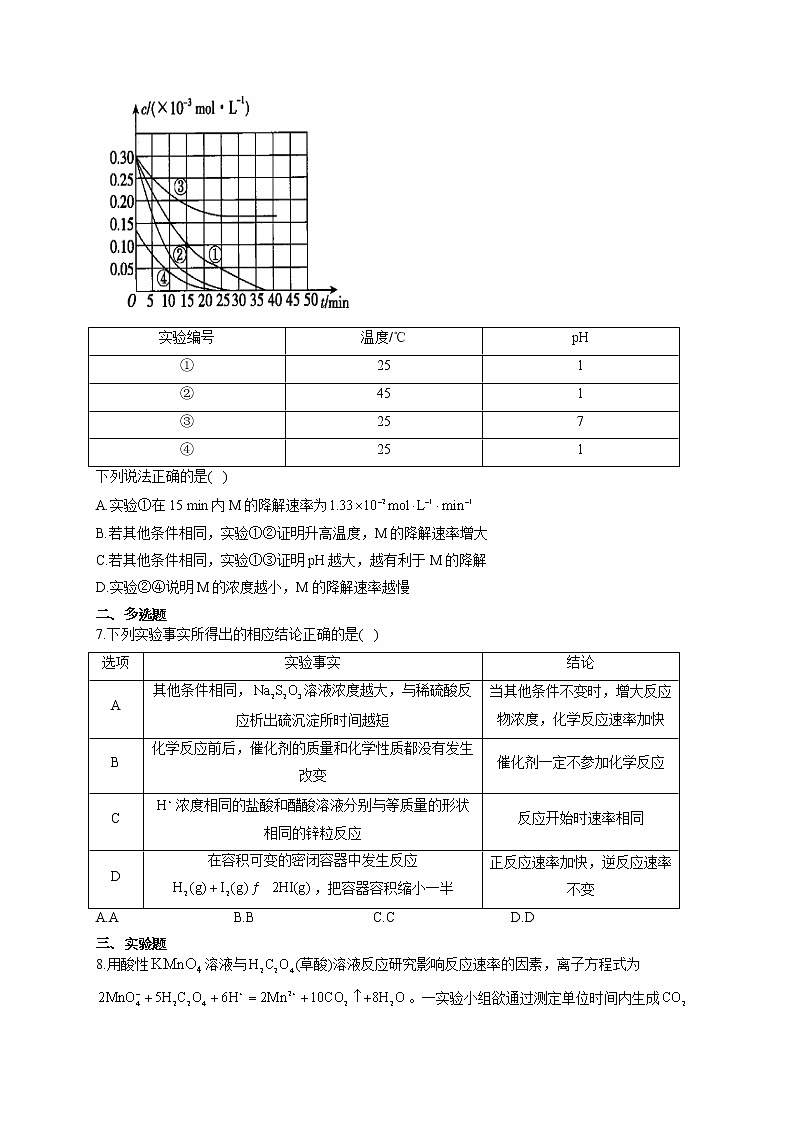 高二化学鲁科版（2019）选择性必修1随堂检测 2.3.2 影响化学反应速率的因素第3页