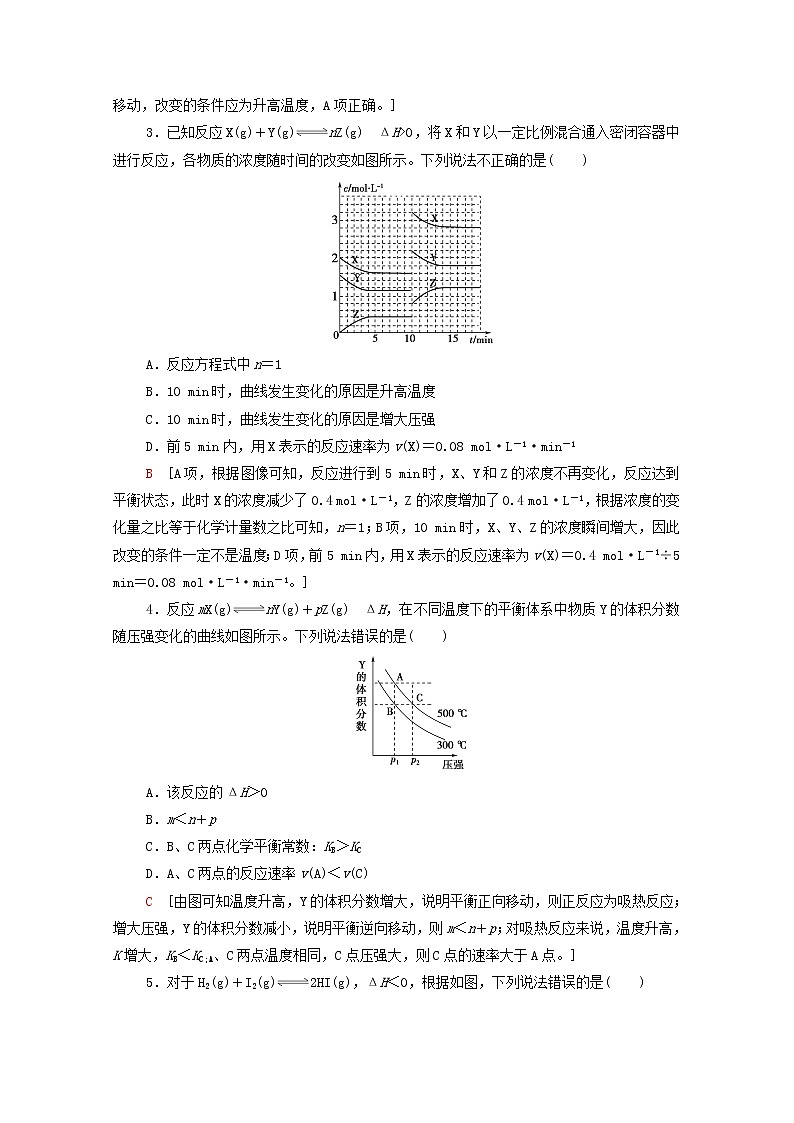 2021_2022学年新教材高中化学能力练3化学反应速率与化学平衡图像含解析新人教版选择性必修102