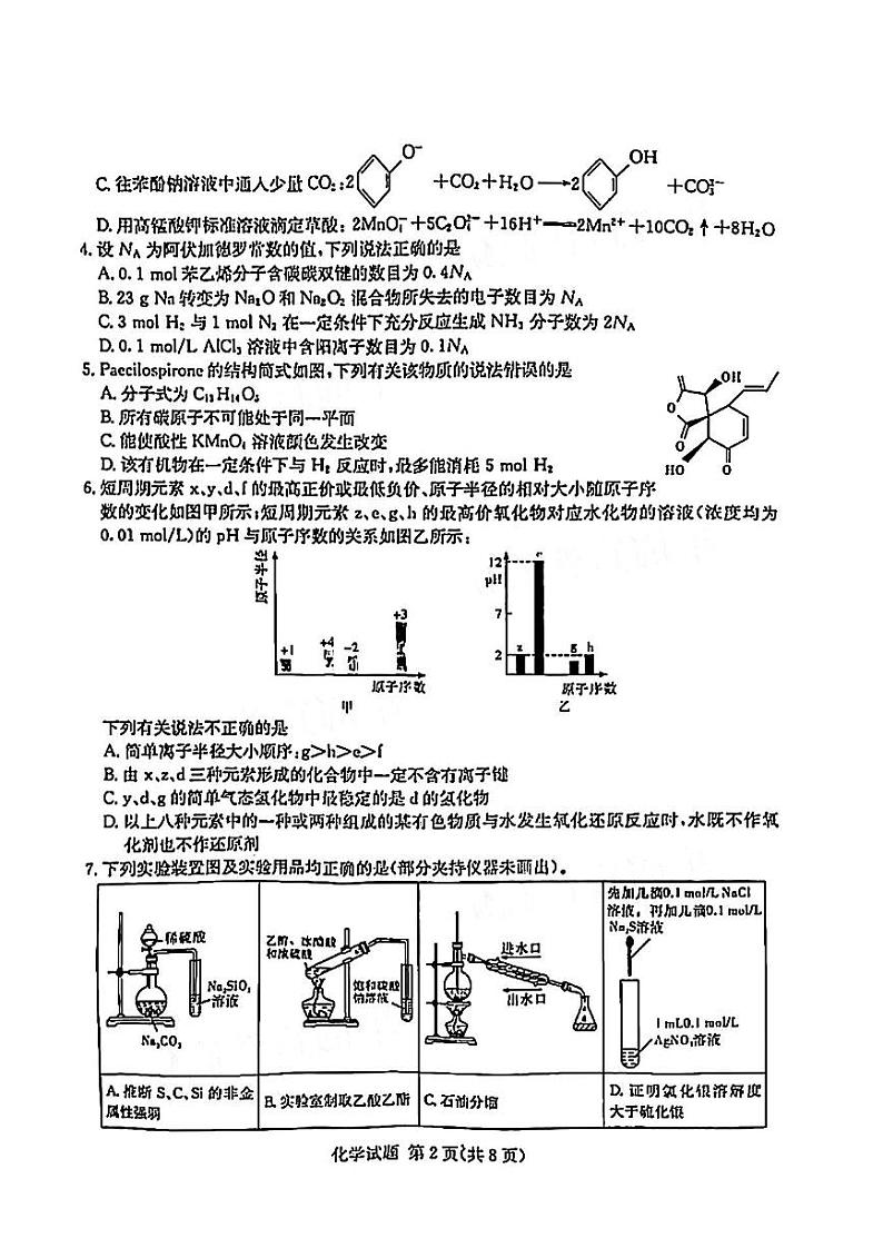 2021年炎德英才名校联考高二期末暨新高三适应行联合考试化学试题及参考答案2021.07第2页